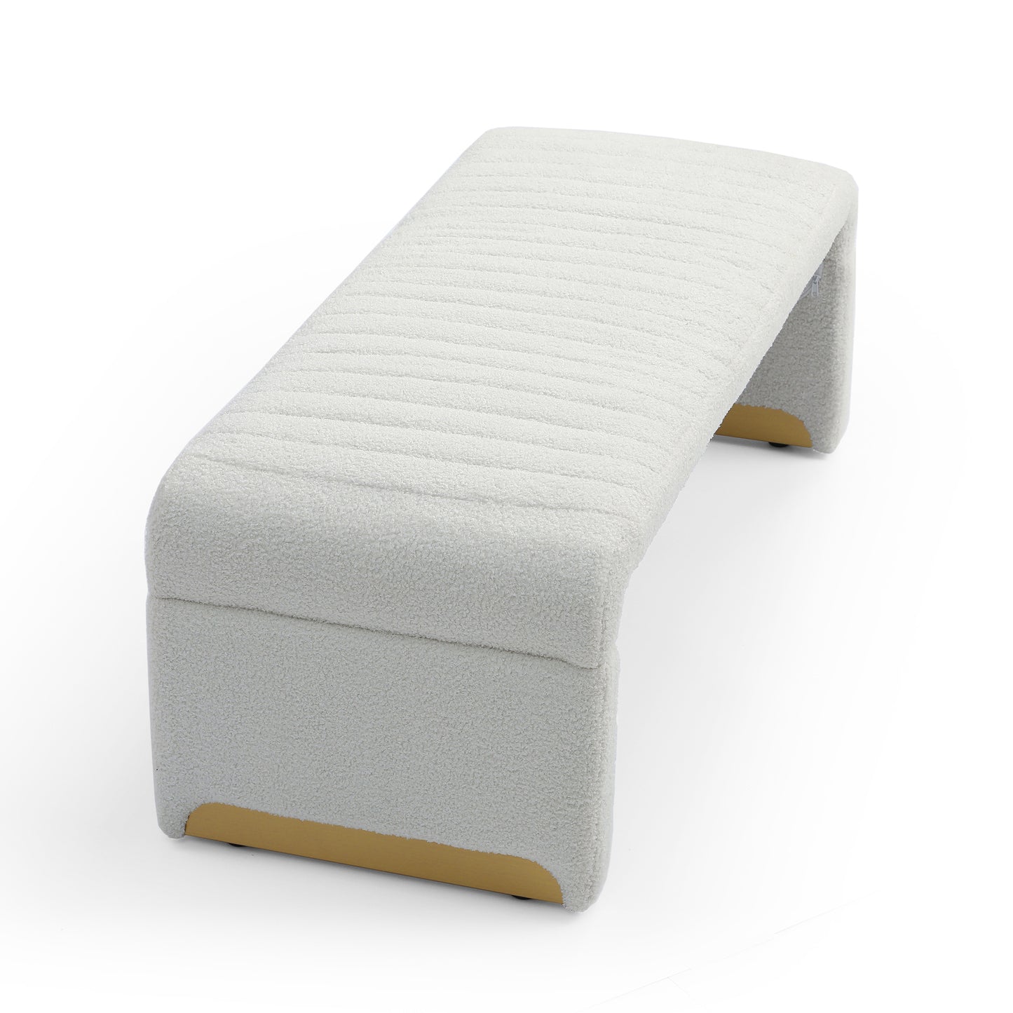 Modern Beige Ottoman Bench with Gold Bottom - Versatile and Stylish