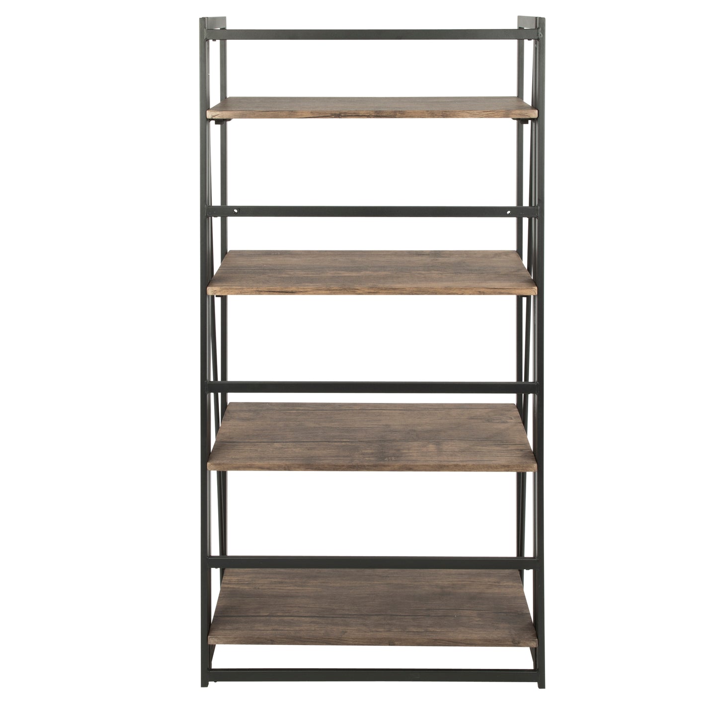 Dakota Industrial Bookcase in Black Metal and Wood by LumiSource