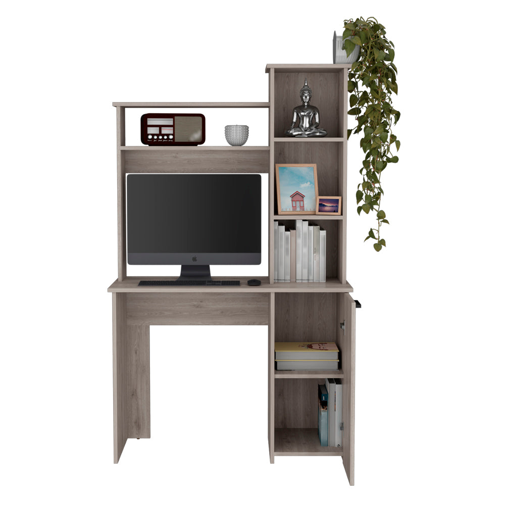 Dumas Office Desk with Light Gray Hutch