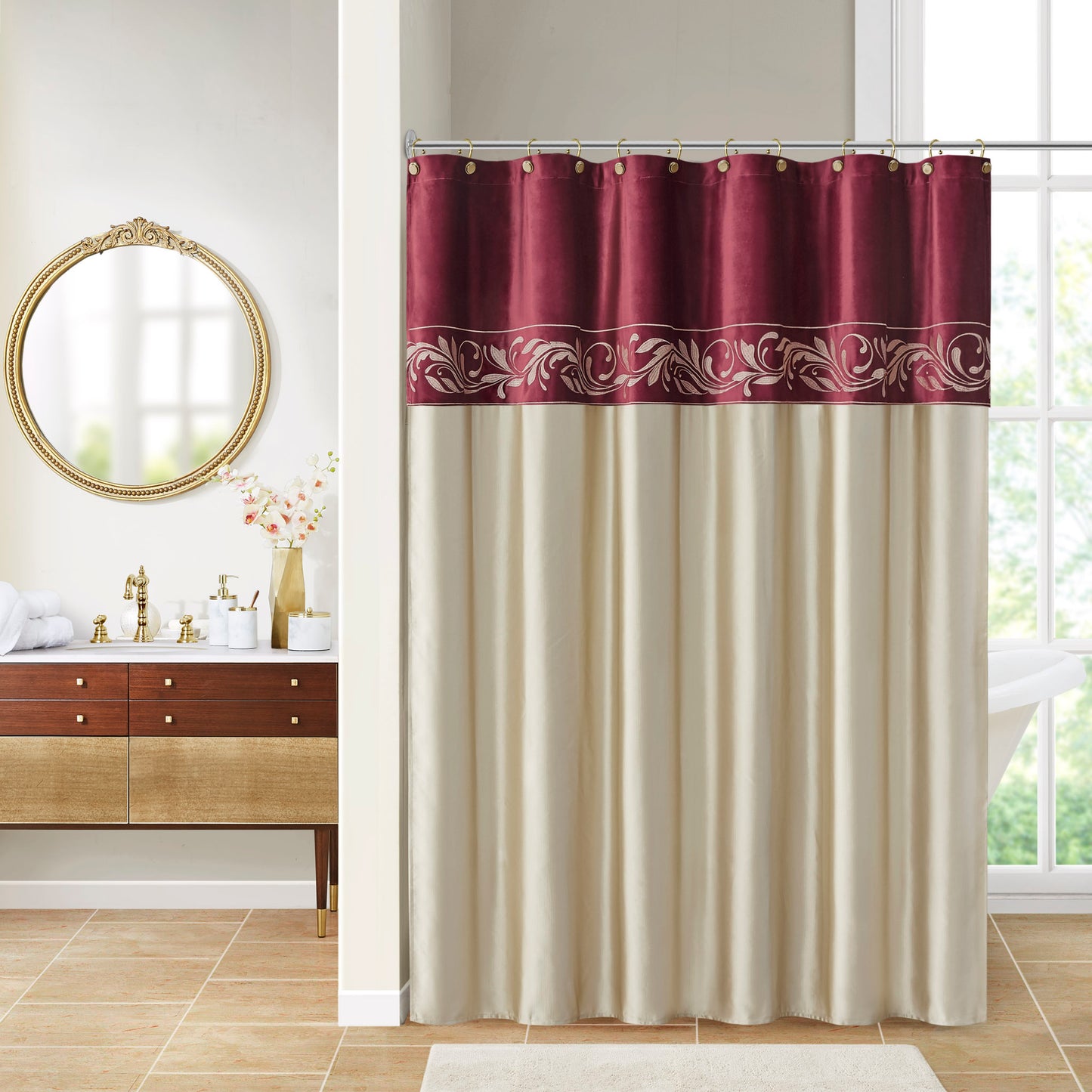 Elegant Baroque Velvet Shower Curtain