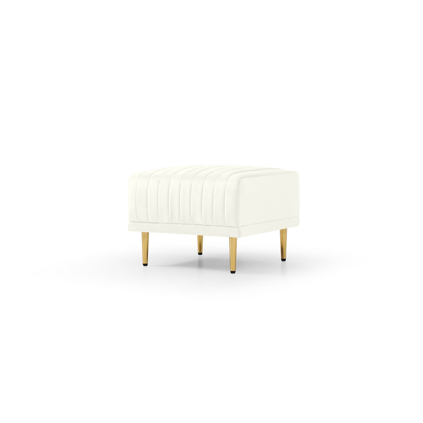 Square Ottoman Cream Velvet Stool Seat with Metal Legs, Footrest for Bedroom to match with Living Room Chairs Armchairs