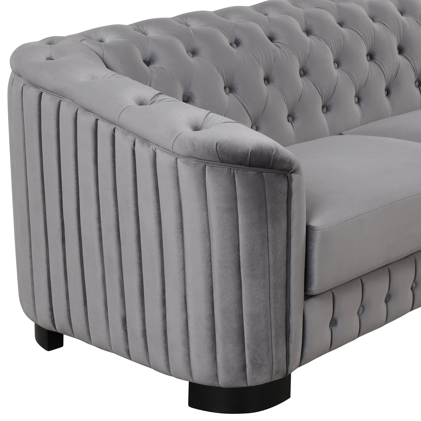 Modern Gray Velvet Loveseat Sofa with Removable Seat Cushion