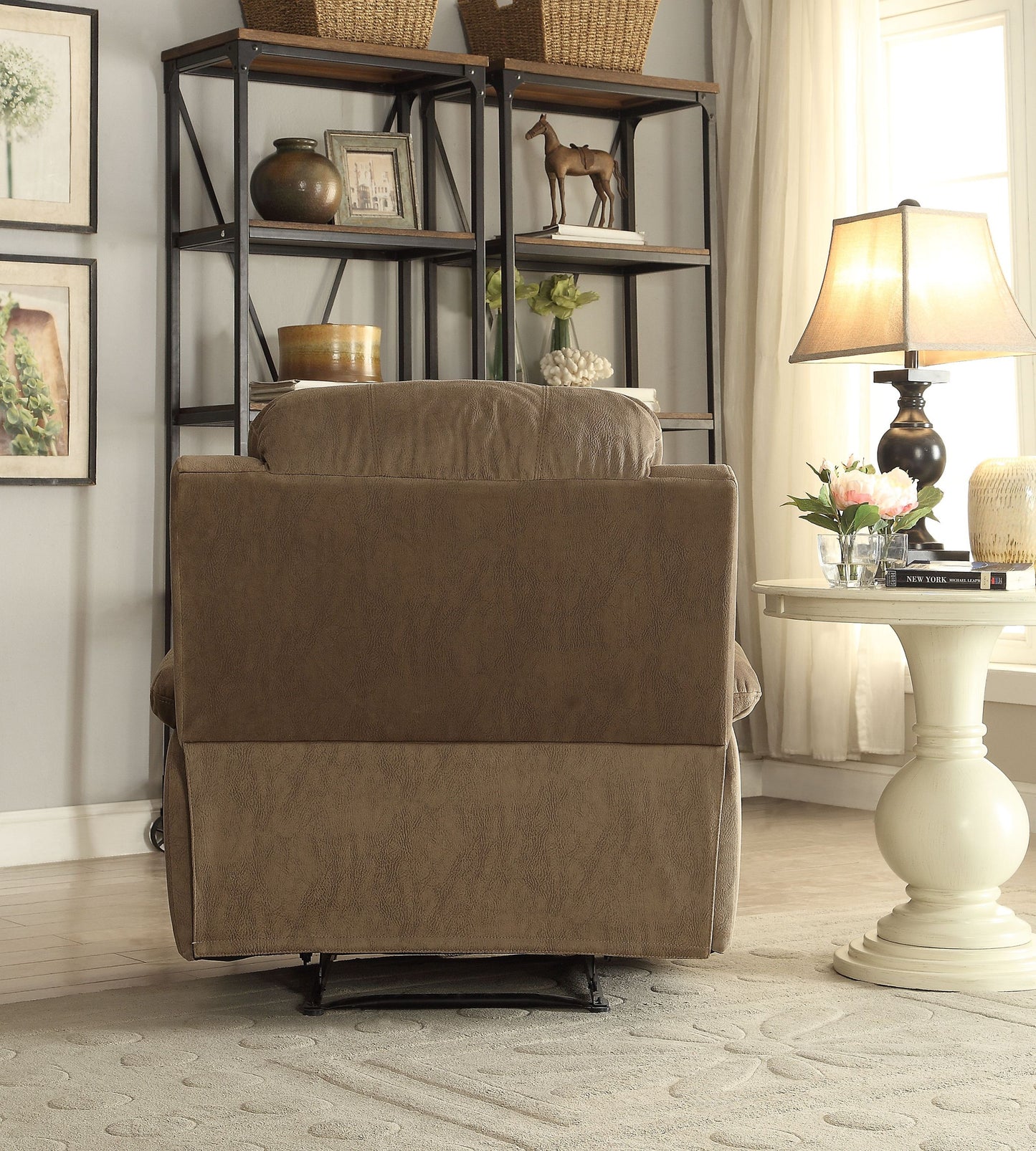 Taupe Polished Microfiber Bina Recliner with Motion