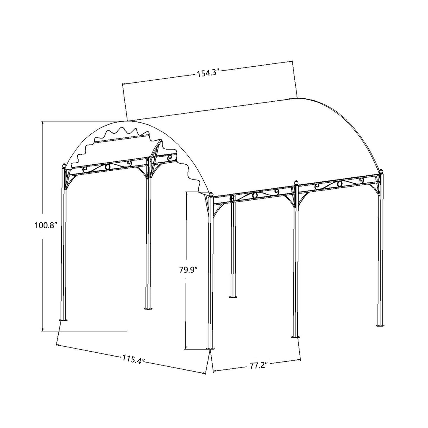 Outdoor Patio 13ft.Lx10ft.W Iron Carport Shelter Garage Tent, Garden Storage Shed with Anchor Kit, White