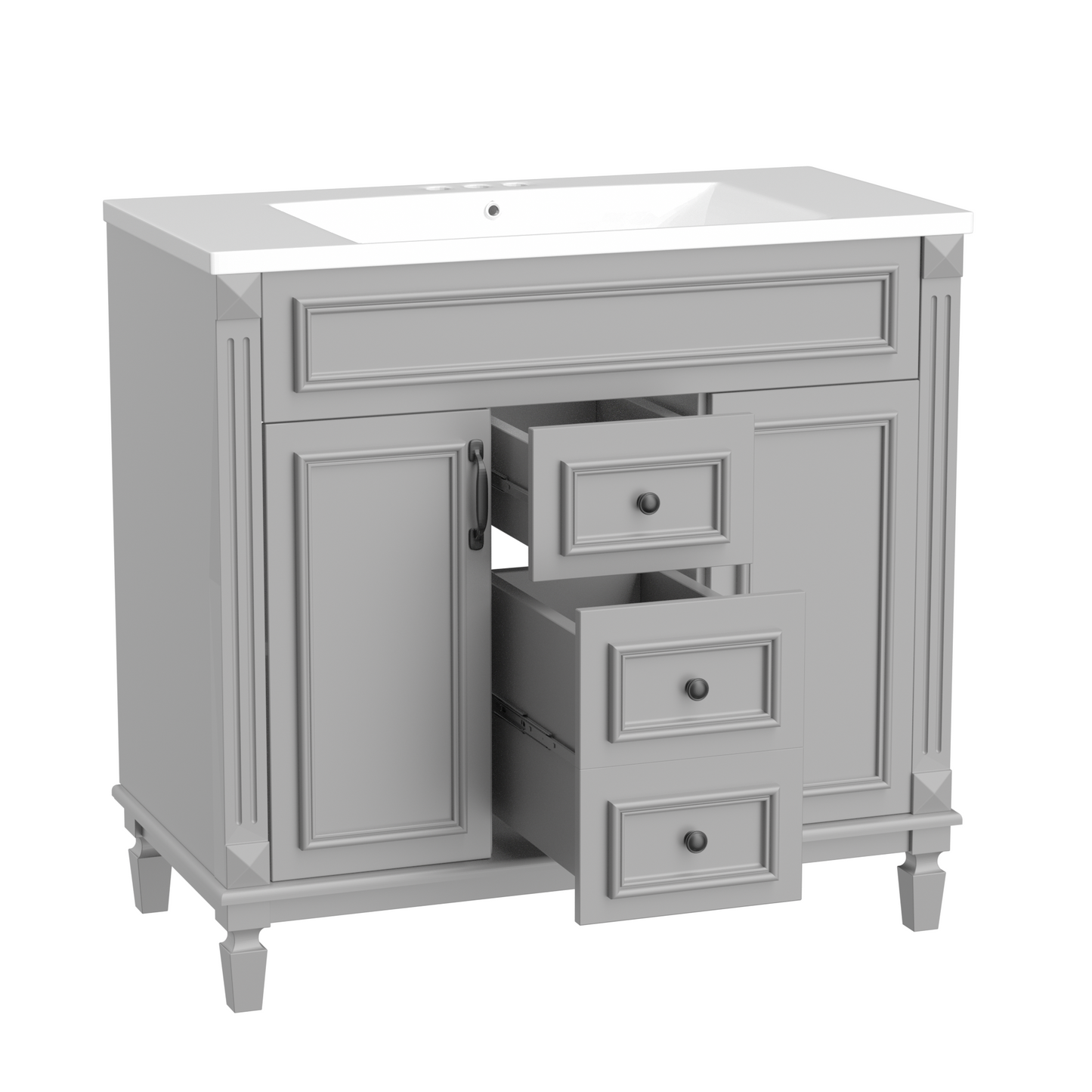 36'' Bathroom Vanity without Top Sink, Cabinet only, Modern Bathroom Storage Cabinet with 2 Soft Closing Doors and 2 Drawers(NOT INCLUDE BASIN SINK)