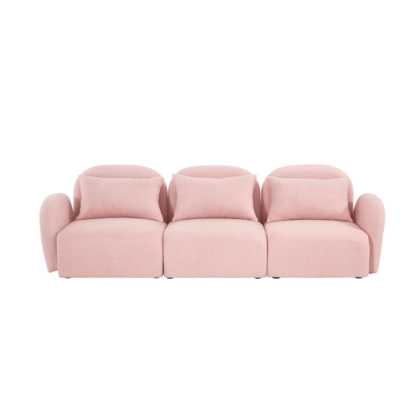 Living Room Furniture Three Seat Lazy Sofa Teddy Fabric Pink