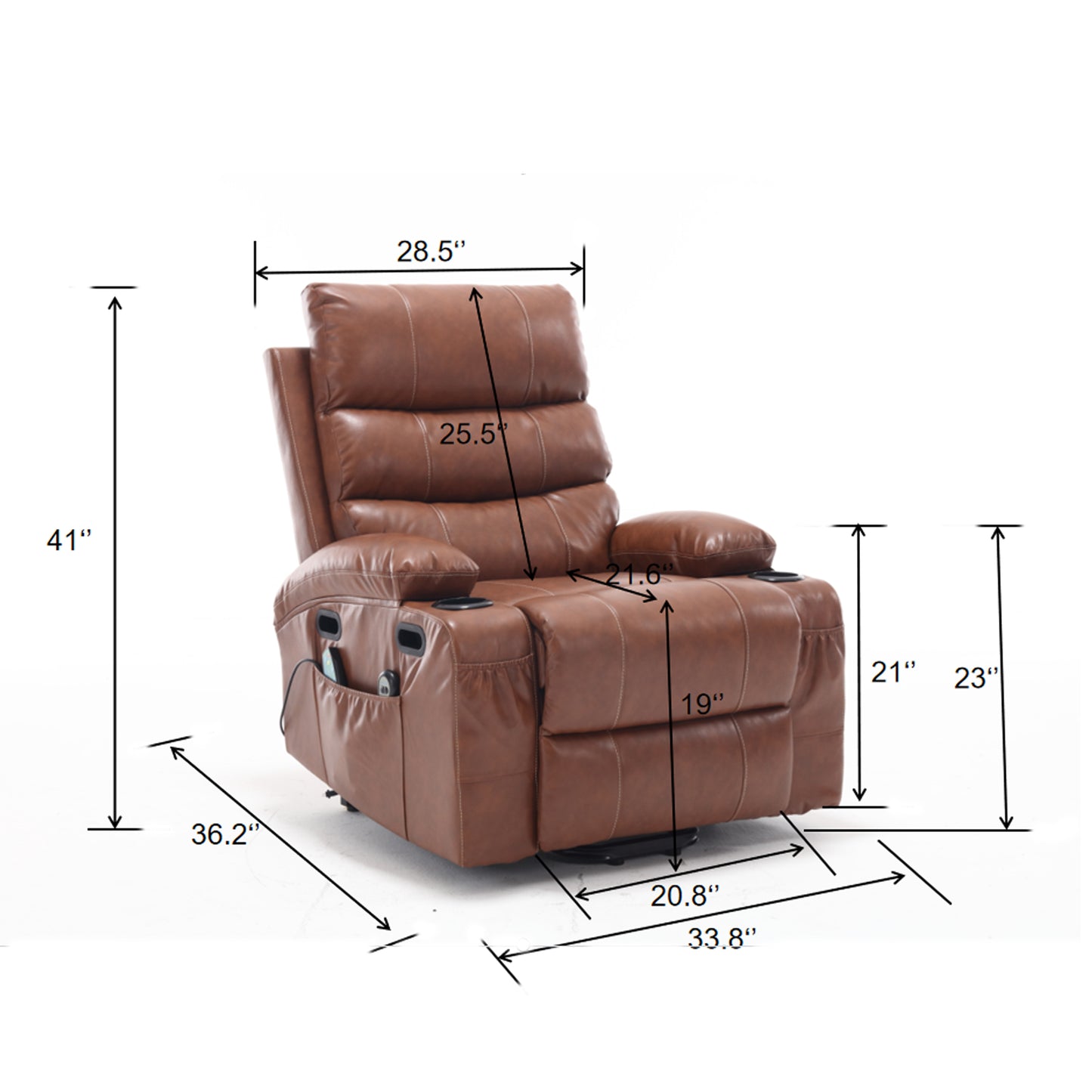 Electric Power Lift Recliner Chair with Massage, Heat, and Side Pockets for Elderly