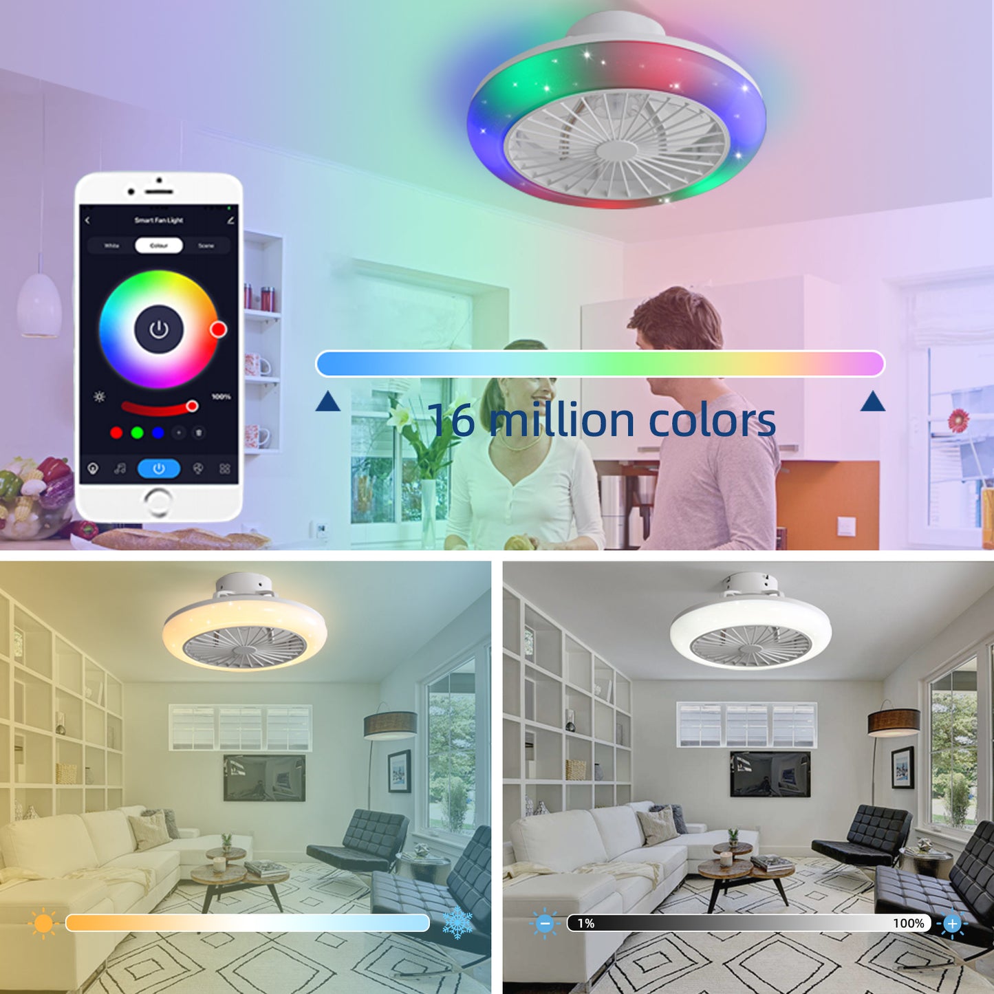 18 Bladeless Smart LED Ceiling Fan with Alexa/Google Control