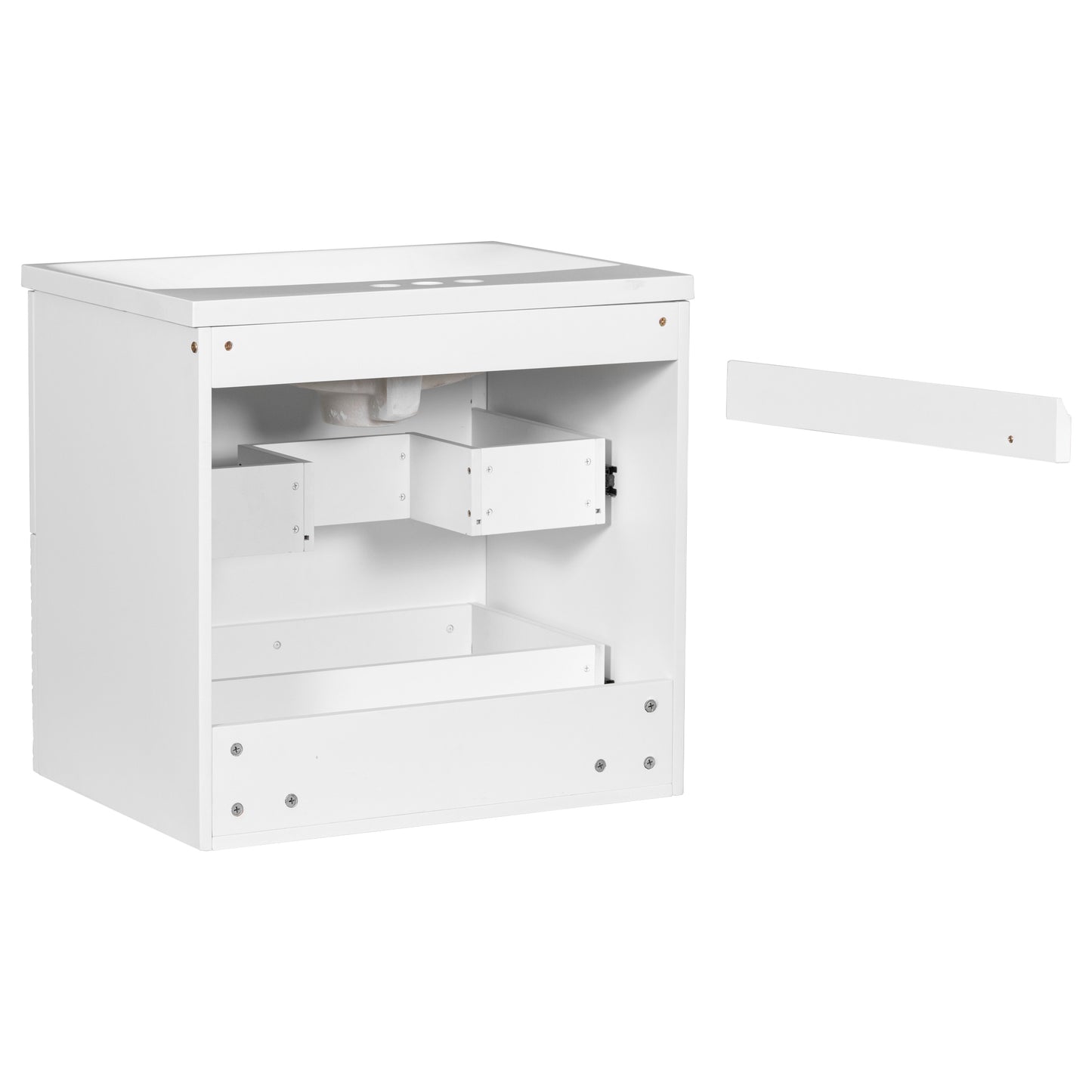 Modern 24-Inch Wall-Mounted Bathroom vanity with 2 Drawers, White  - Ideal for Small Bathrooms