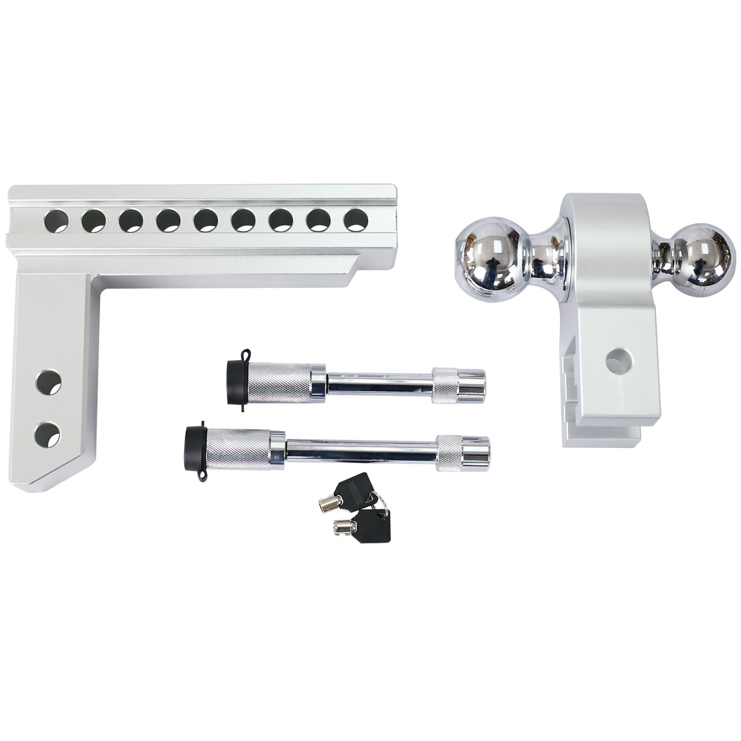 Adjustable 2-Inch Receiver Trailer Hitch with 8-Inch Drop and 8-Inch Rise