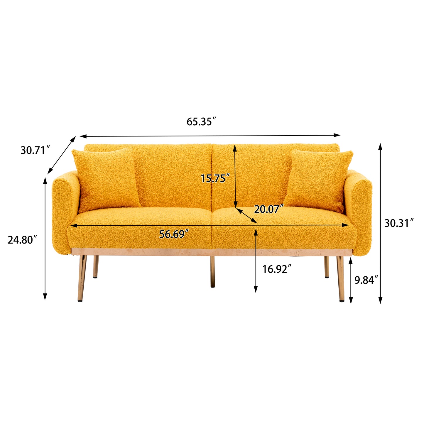 Velvet  Sofa , Accent sofa .loveseat sofa with metal  feet