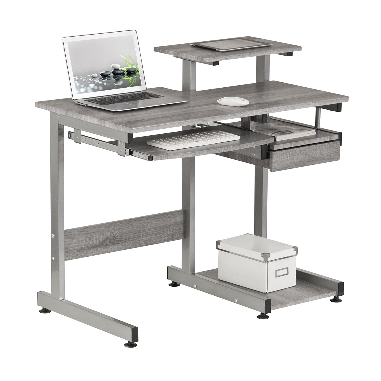 Techni Mobili Grey Computer Workstation Desk