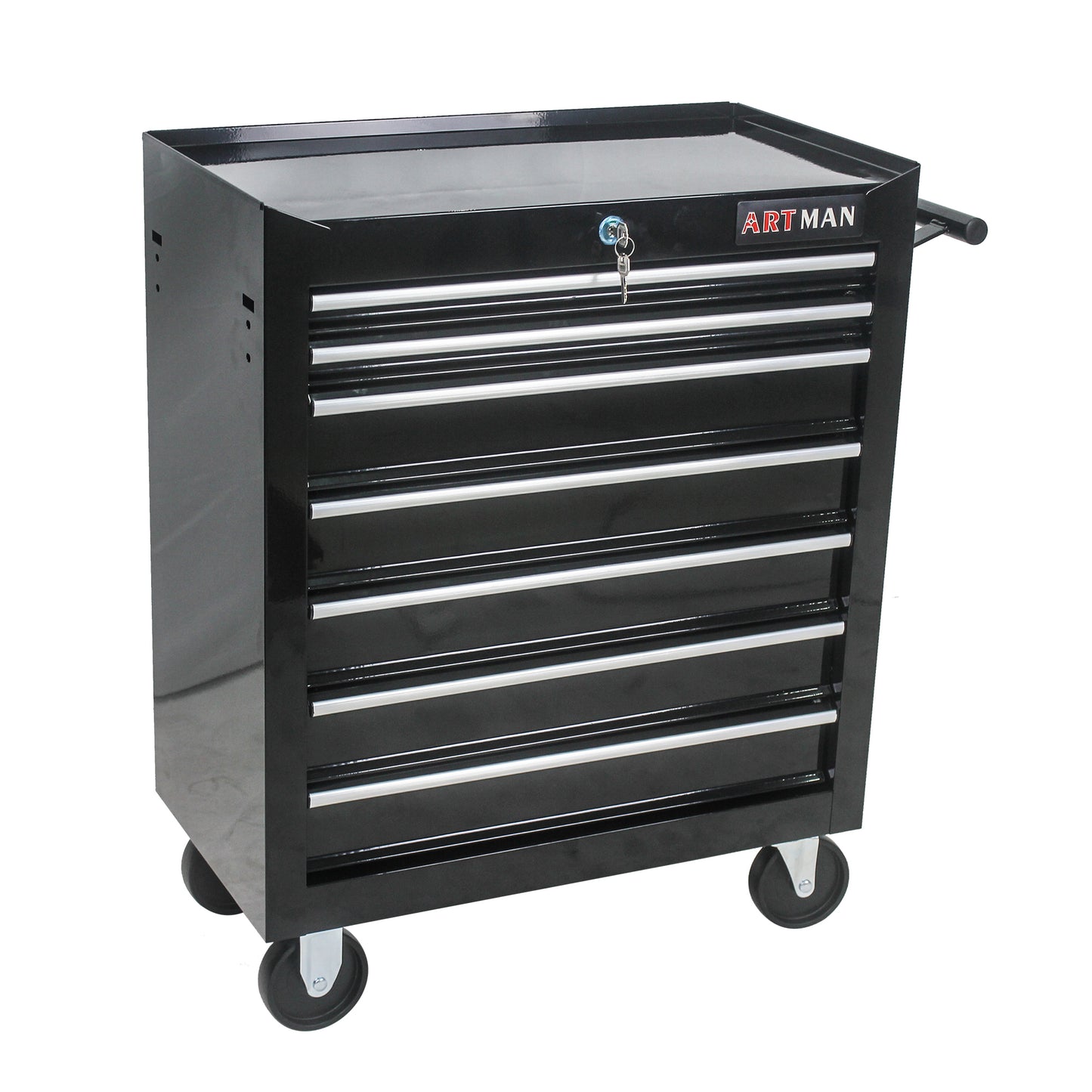 7 DRAWERS MULTIFUNCTIONAL TOOL CART WITH WHEELS-BLACK