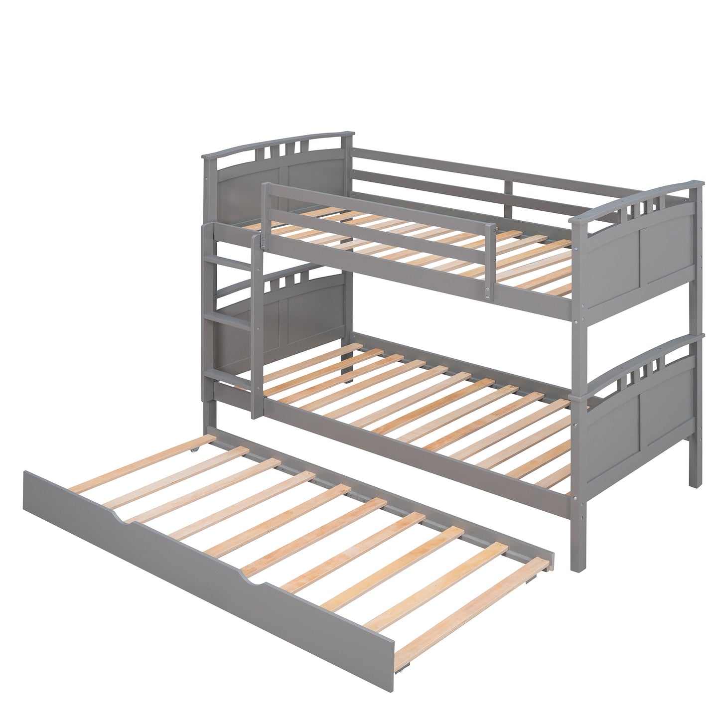 Separable Twin Over Twin Bunk Bed Set with Trundle - Charcoal Gray