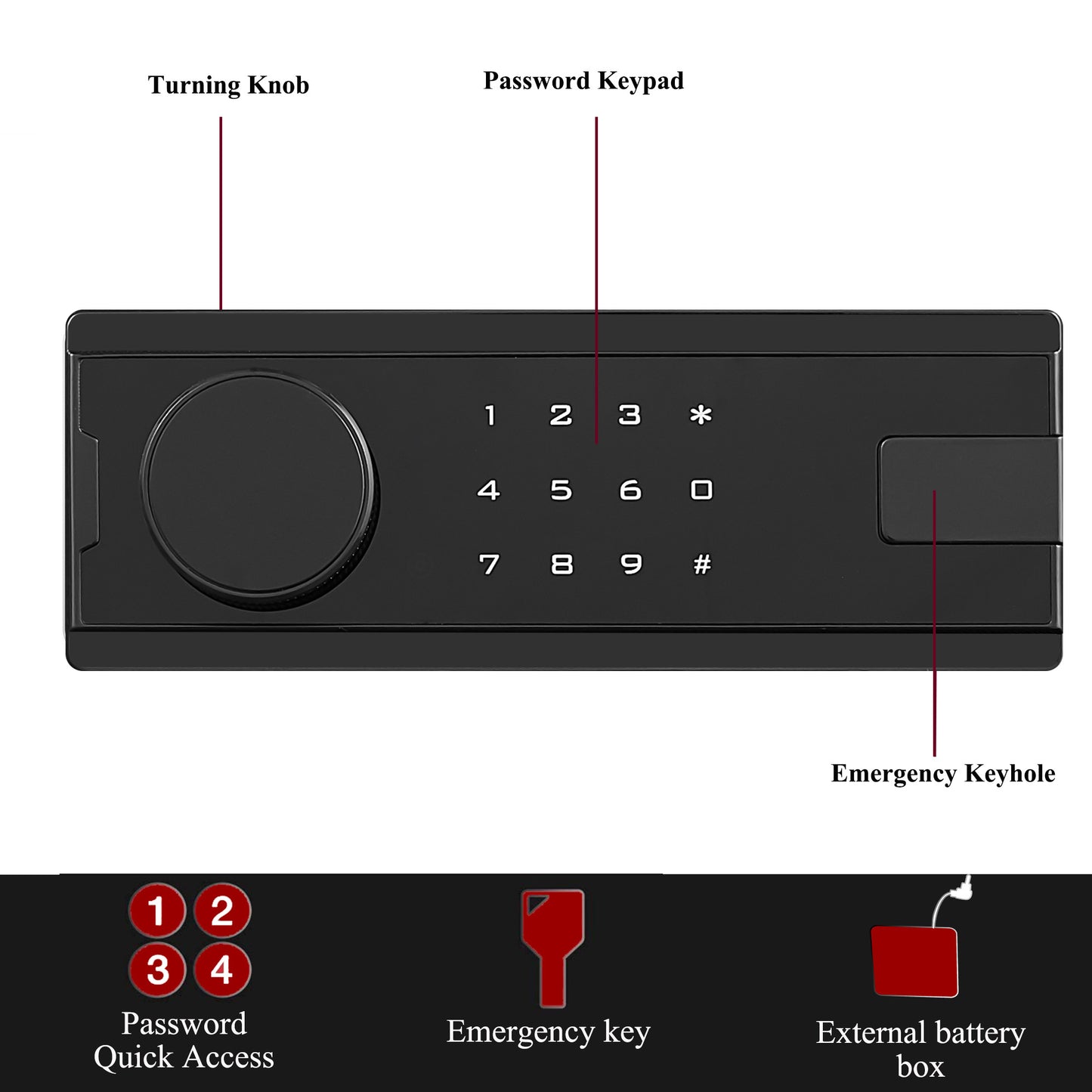 Advanced Digital Security Safe Box for Home, Office, and Hotel with Keypad and Key (Black)