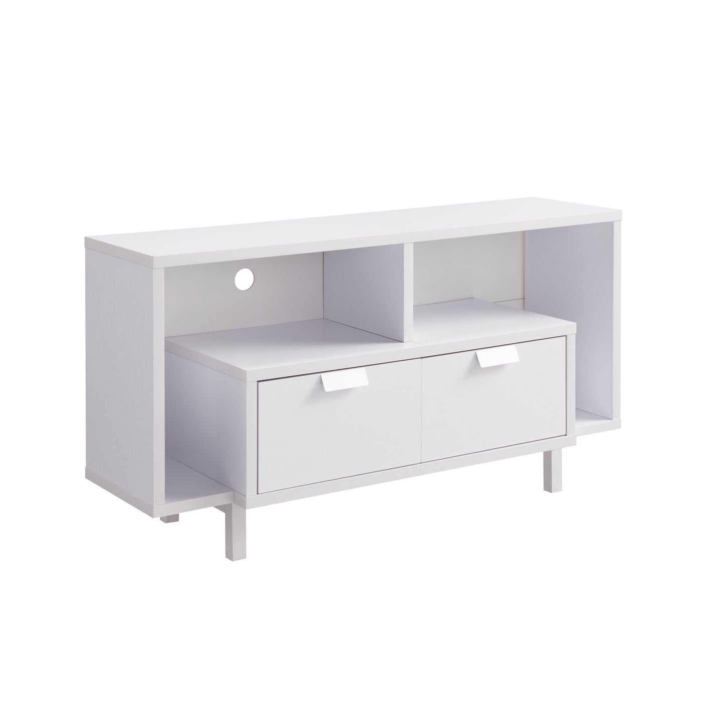 Elegant White TV Stand with Drawers and U-Legs