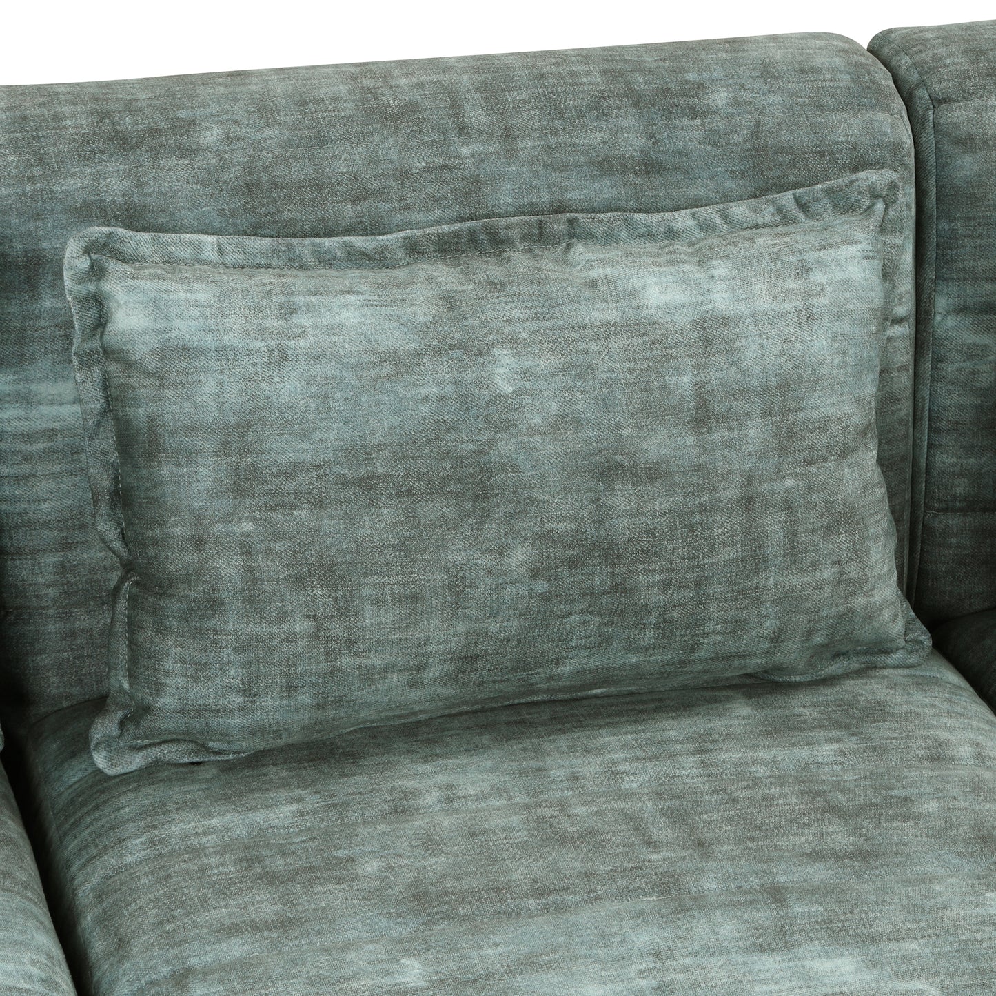 Endless Lounge Creations: Free-Combined Blue-Green Sectional Sofa with Storage Ottoman and 5 Pillows