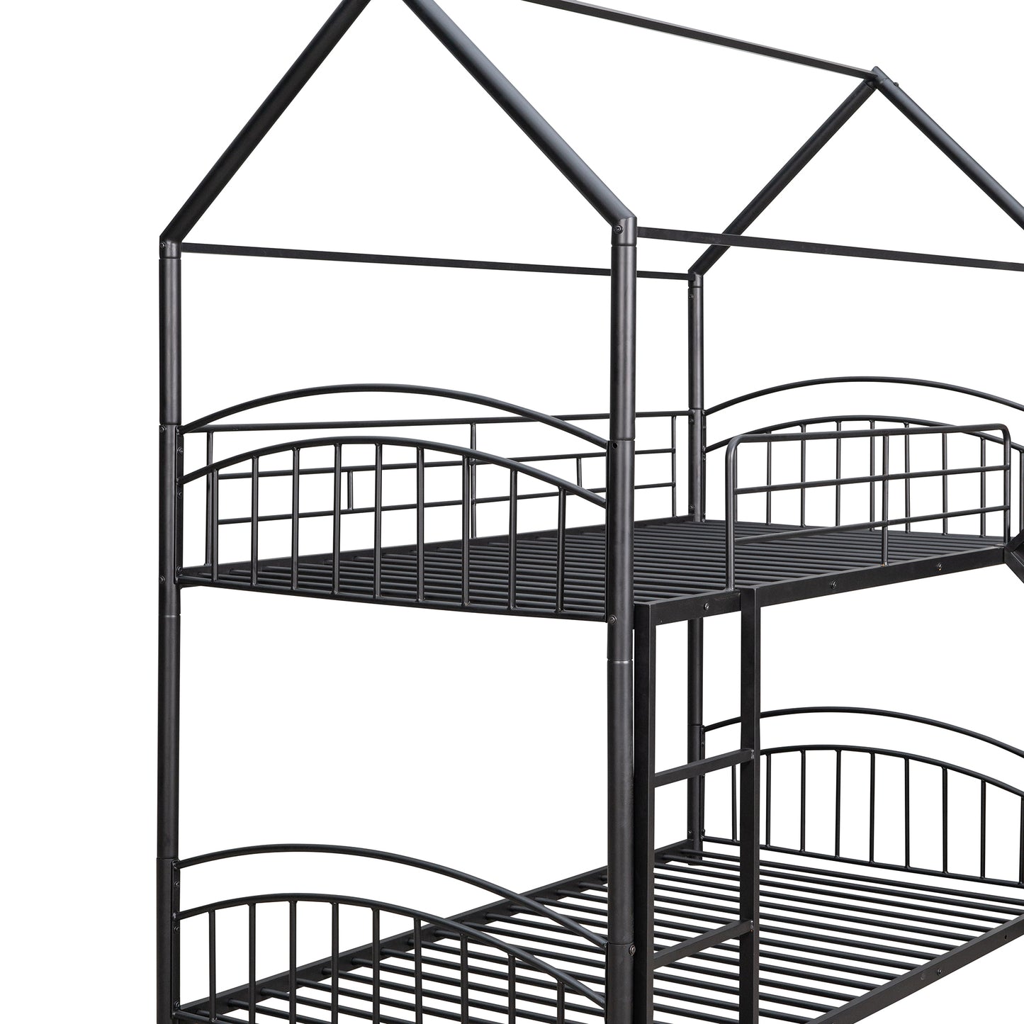 Kids Playhouse Slide Bunk Bed with Removable Roof