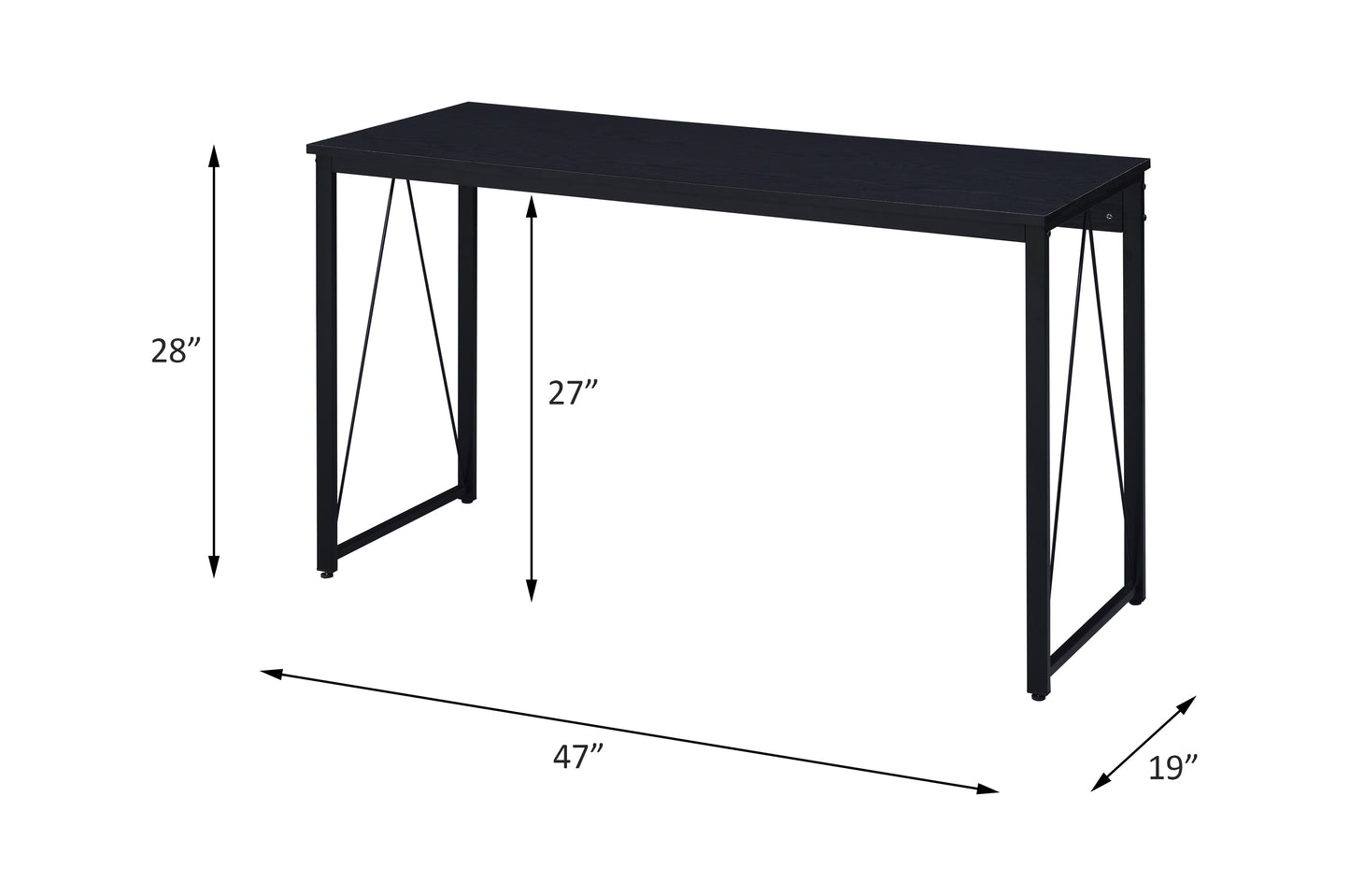 Zaidin Black Finish Writing Desk - Rustic Industrial Style