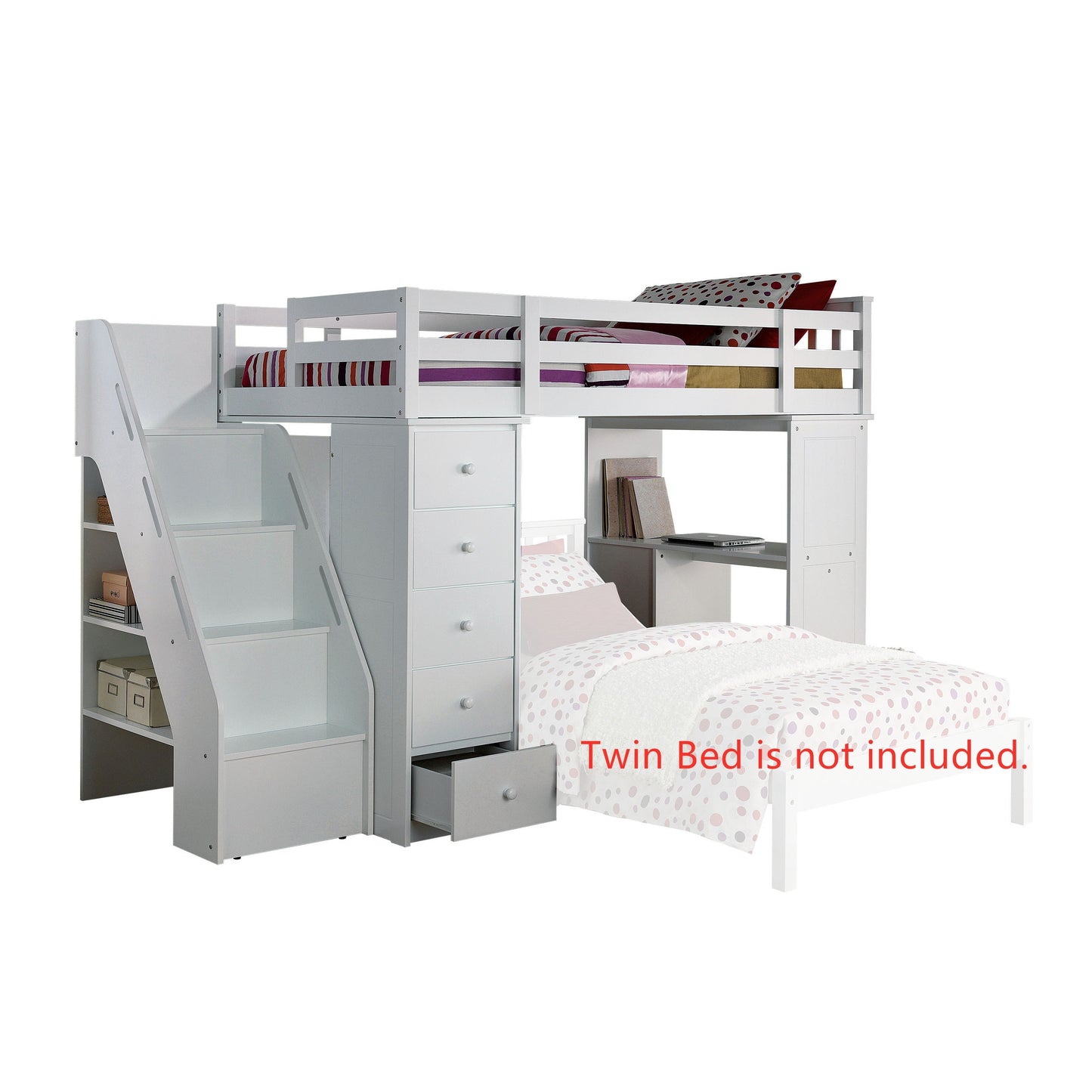 Freya Loft Bed & Ladder in White 37145