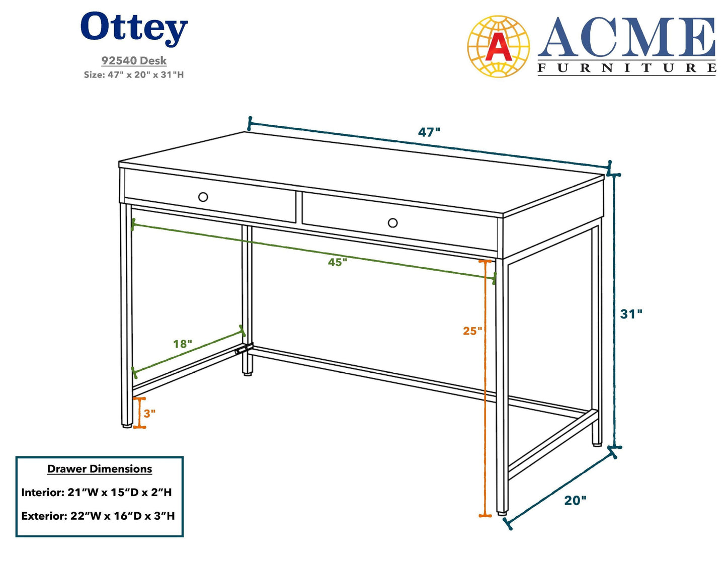 Elegant White High Gloss Office Desk with Gold Metal Accents and Storage