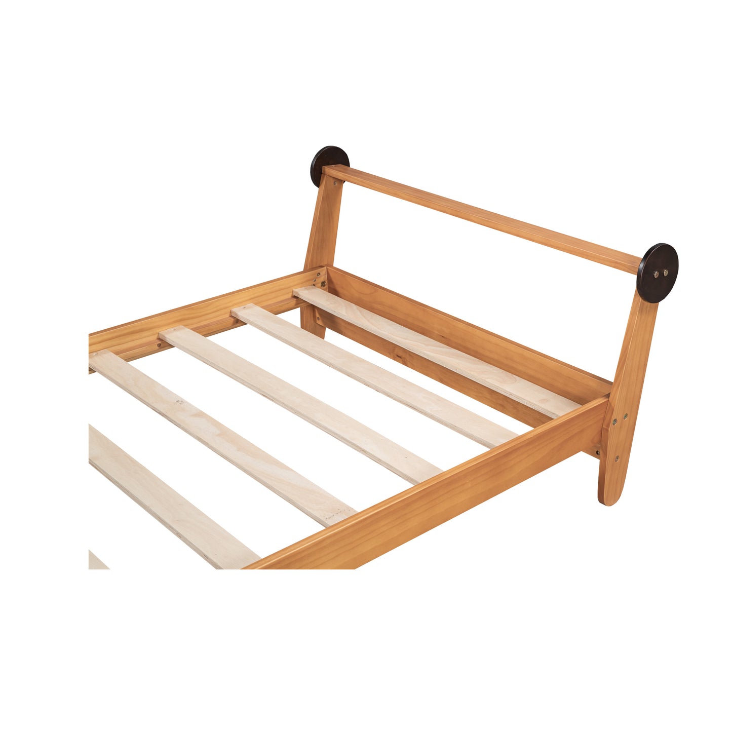 Twin Size Plane Shaped Platform Bed with Rotatable Propeller and Shelves, Natural