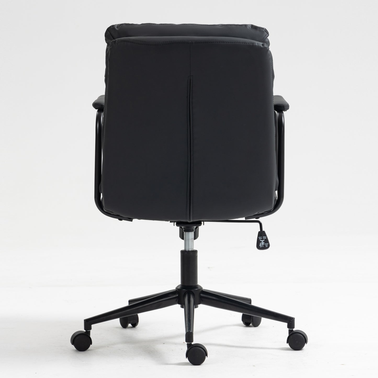 Office Chair,Mid Back Home Office Desk Task Chair with Wheels and Arms Ergonomic PU Leather Computer Rolling Swivel Chair with Padded Armrest,The back of the chair can recline 40° (Black)