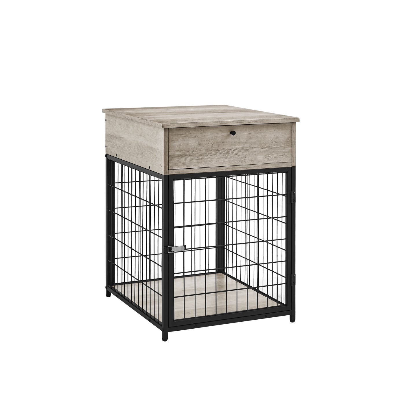 Furniture Style Wood Dog Crate End Table with Storage Console. Grey, 19.69'' W x 22.83'' D x 26.97'' H.