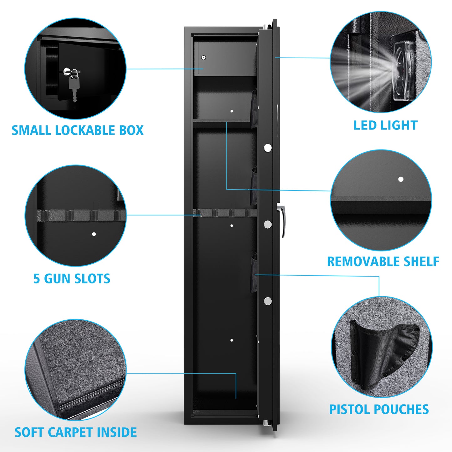 Large Rifle Fingerprint Biometric Gun Safe with Dual Alarm System