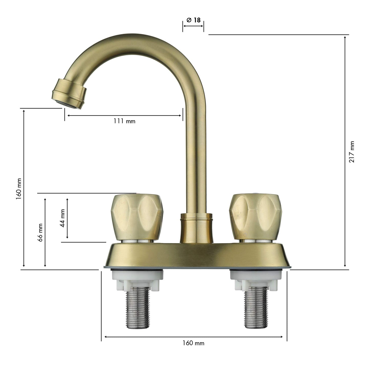 2-Handle Stainless Steel Bathroom Faucet Set with Brushed Gold Finish