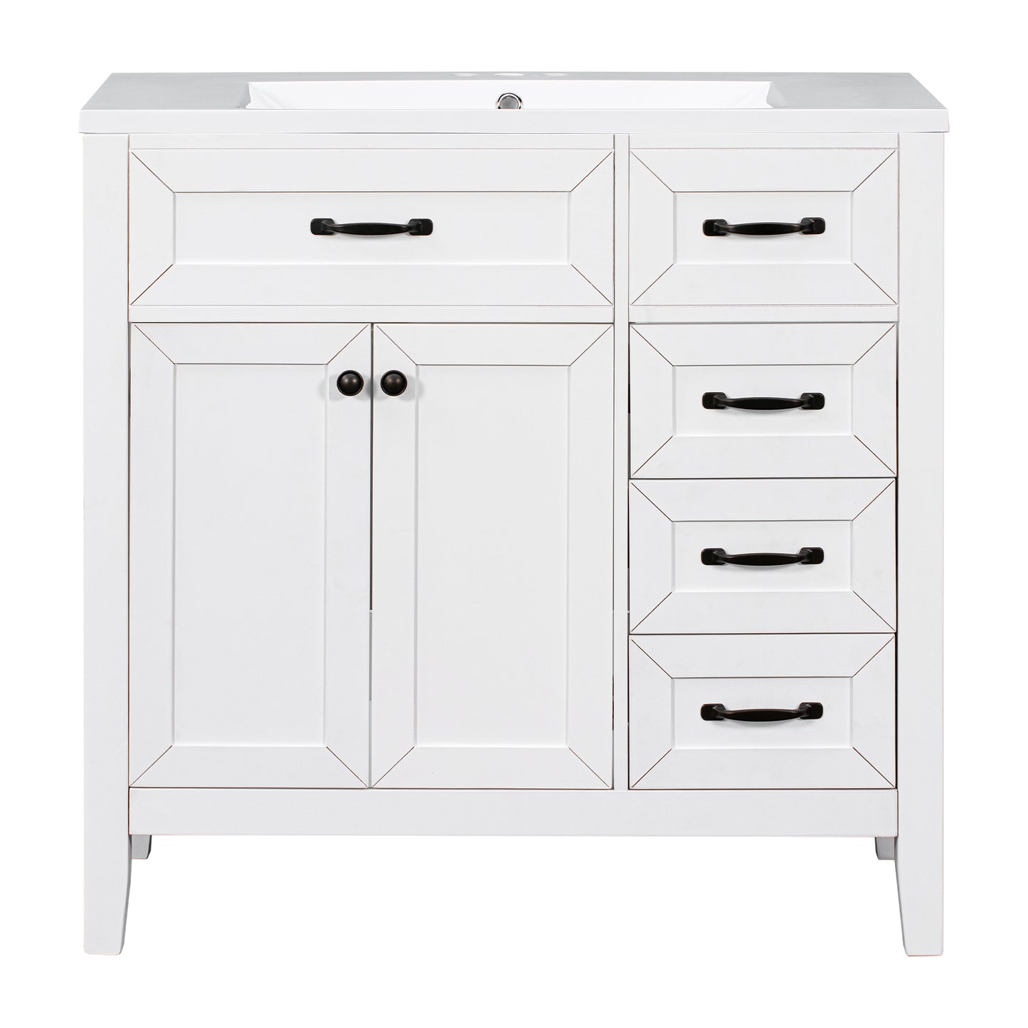 36" Bathroom Vanity with Sink Combo, White Bathroom Cabinet with Drawers, Solid Frame and MDF Board