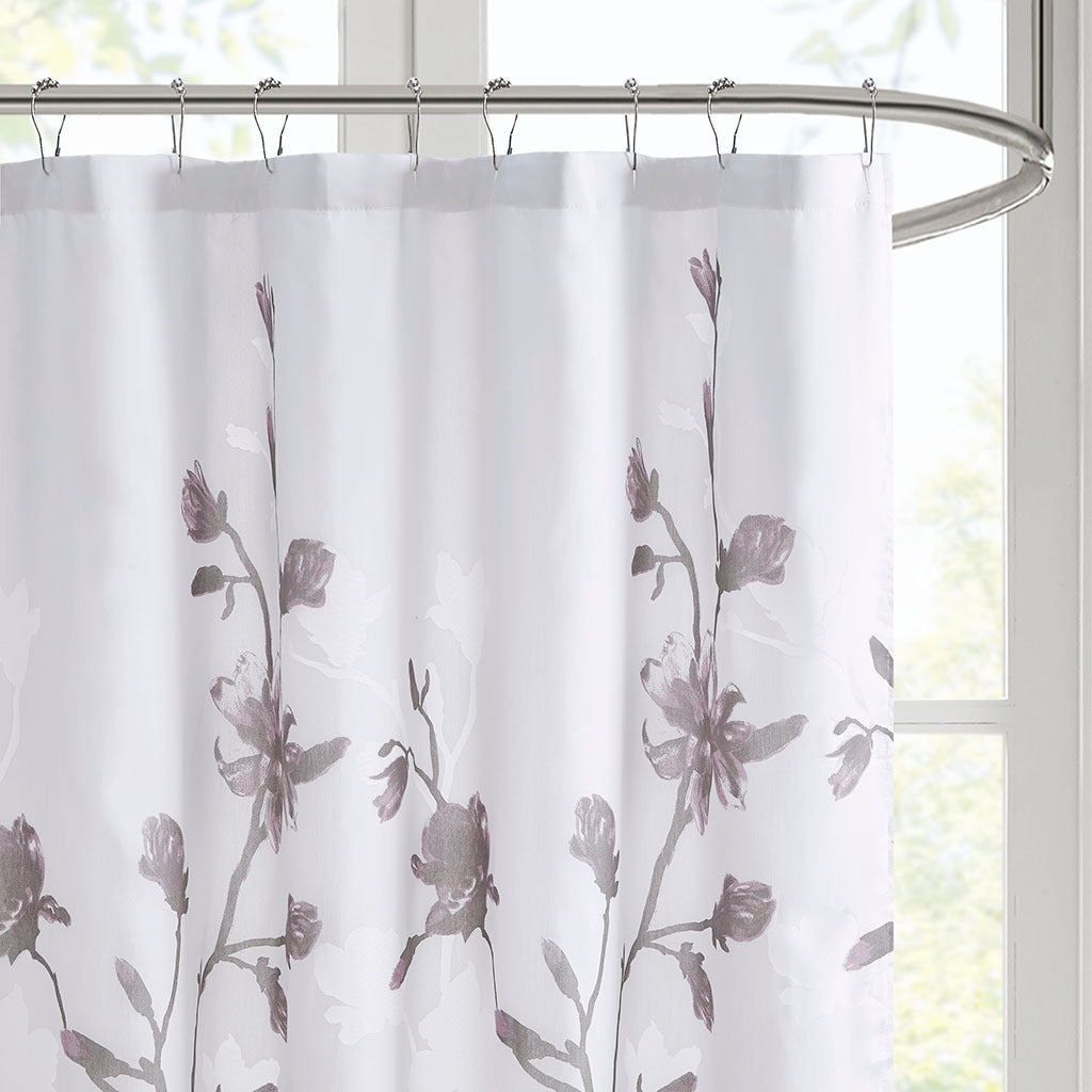 Shower Curtain Set: Elegant Floral Design with Microfiber Liner