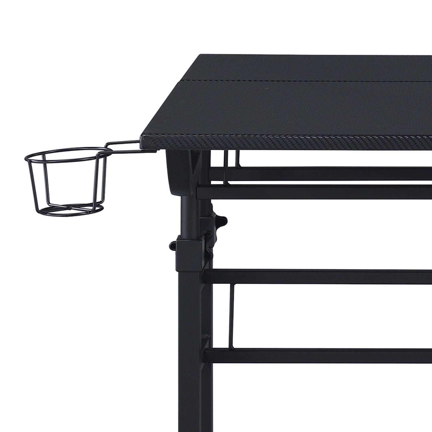 Adjustable Writing Desk with Moveable Shelf and Rolling Wheels - Black