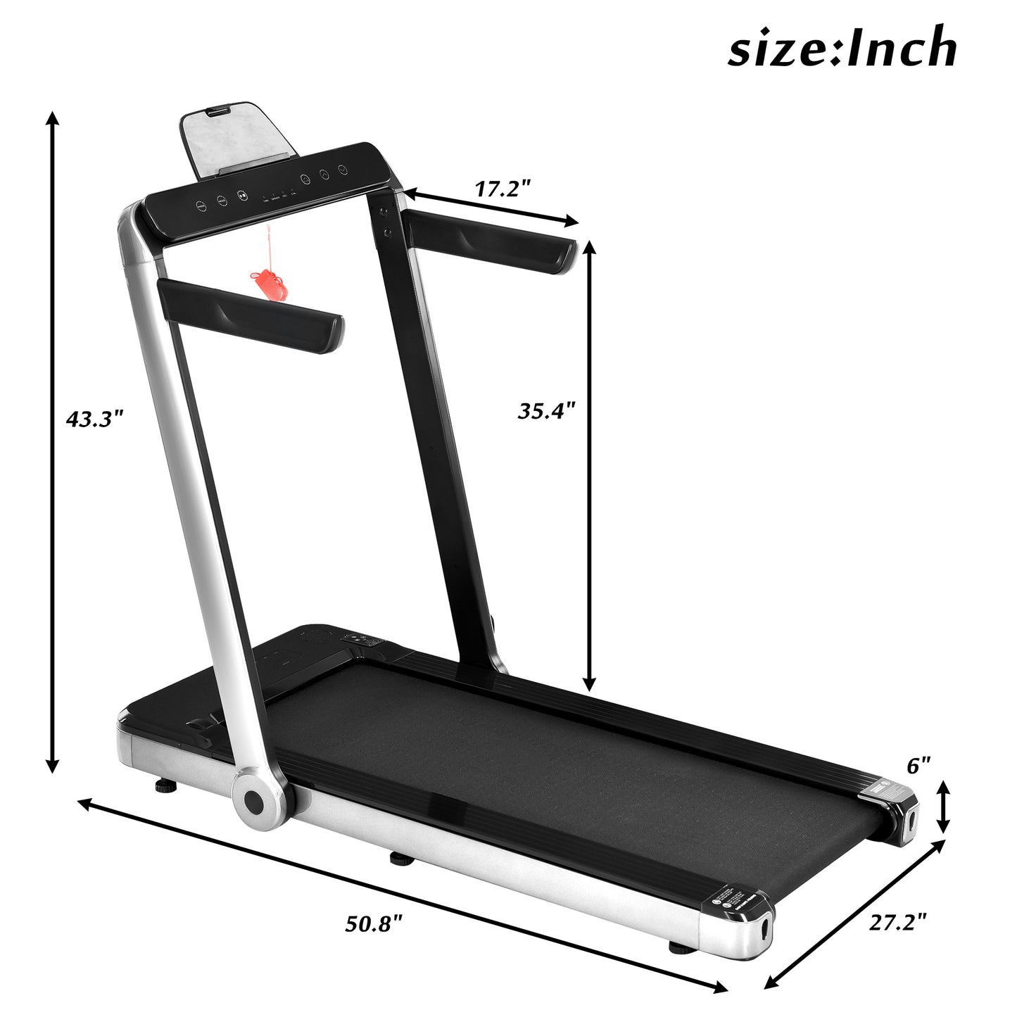 Folding Treadmill, Installation-Free Under Desk Electric Treadmill 2.5HP, with Bluetooth APP and speaker, Remote Control, Display, Walking Jogging Running Machine Fitness Equipment for Home Gym Office