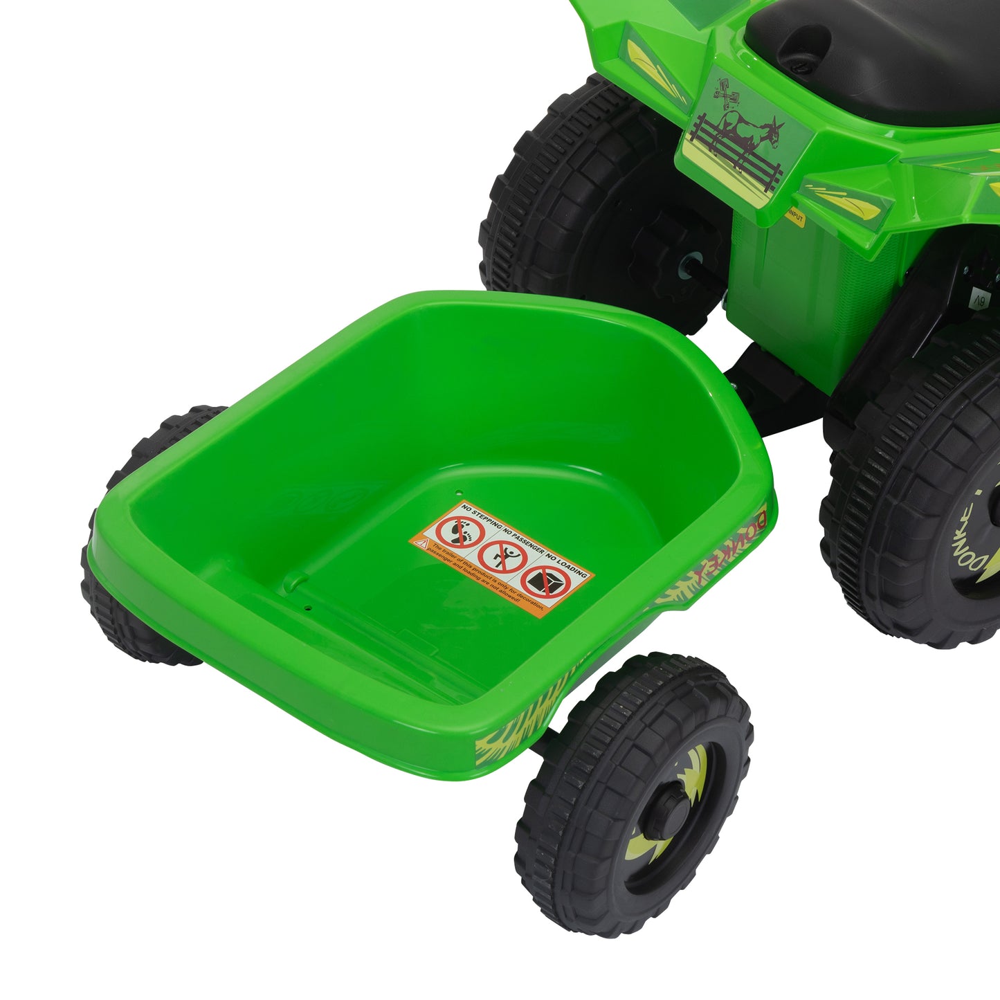 6V Kids Electric ATV, Toddler Ride on Car with Trailer, Music, Bluetooth and Power Display for Boys and Girls, Green