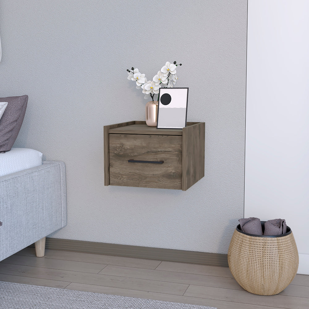 Floating Nightstand Calion, Bedroom, Dark Brown