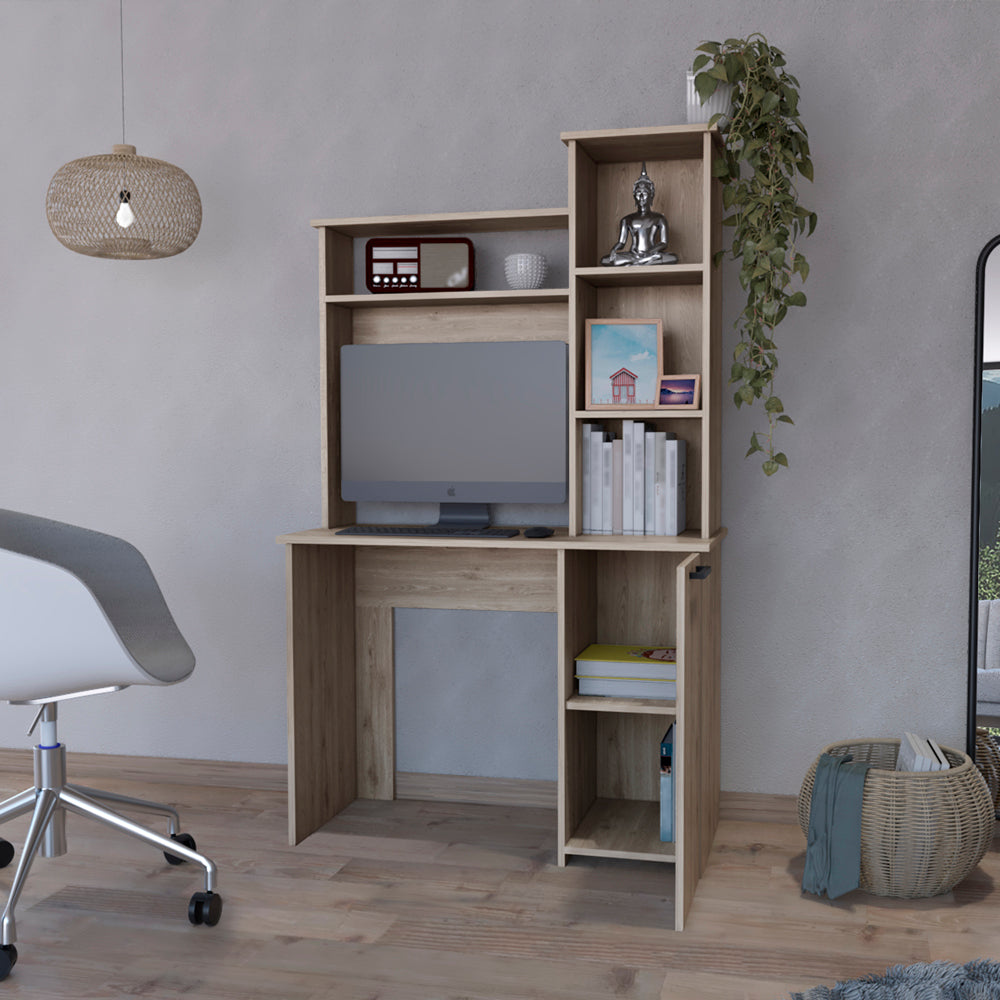 Dumas Office Desk with Light Gray Hutch