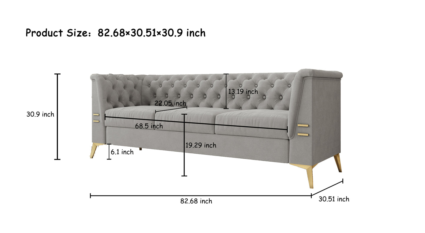 FX-P83-LG2 (sofa) Modern Style Velvet Button-Tufted Living Room SOFA with Removable Cushion & Solid Wood Legs  Sofas