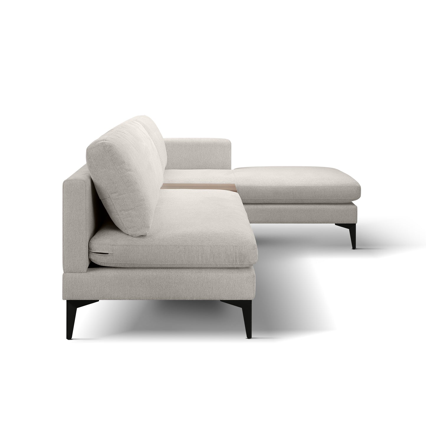 L Shape Modern Sectional L Shape Couch Sofa with Reversible Chaise and Armless 2 Seater Loveseat , 2 Piece Free Combination Sectional Couch with Left or Right Arm Facing Chaise, Texture Champange