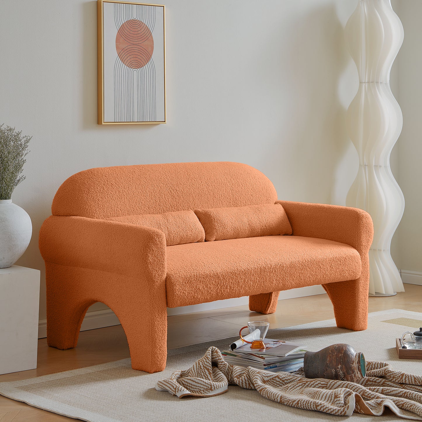 Modern teddy fabric loveseat for Living room