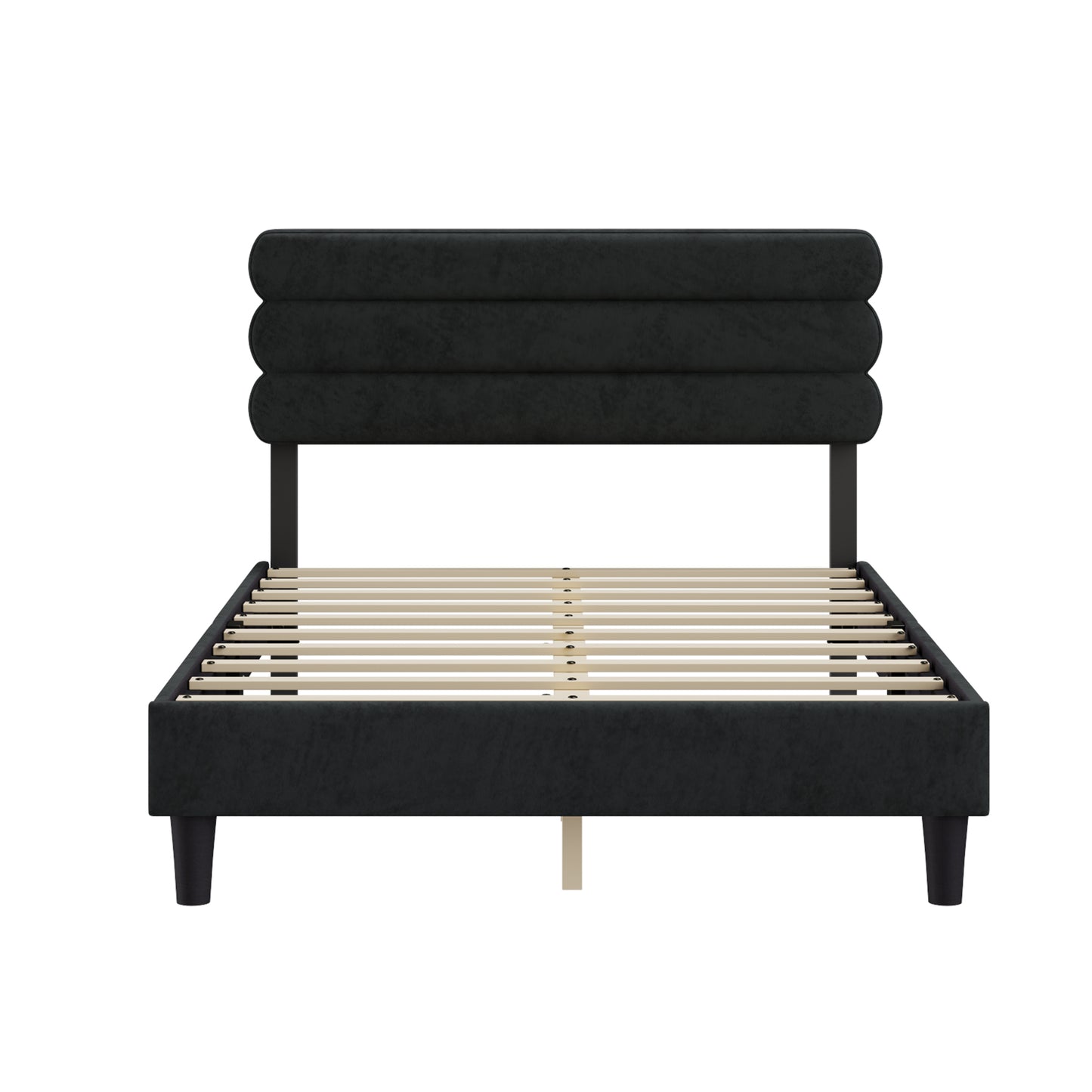 Full Bed Frame with Headboard,Sturdy Platform Bed with Wooden Slats Support,No Box Spring,Mattress Foundation,Easy Assembly  DARK GREY