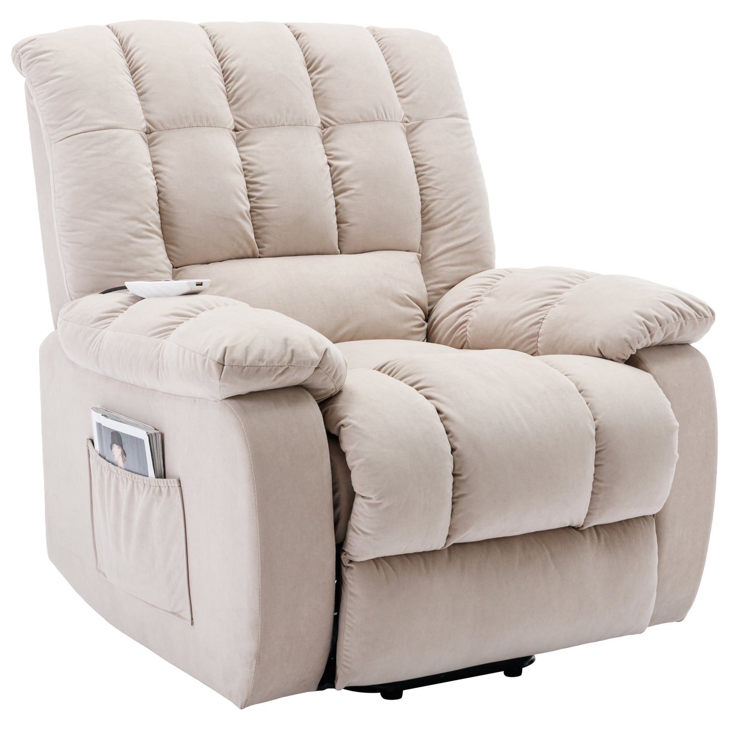 Electric Power Lift Massage Recliner Chair with Heat and Vibration, Beige - Comfortable and Customizable Electric Lift Recliner with Massage Function