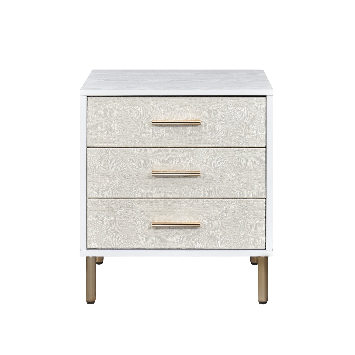 Myles Nightstand, White, Champagne & Gold Finish AC00843