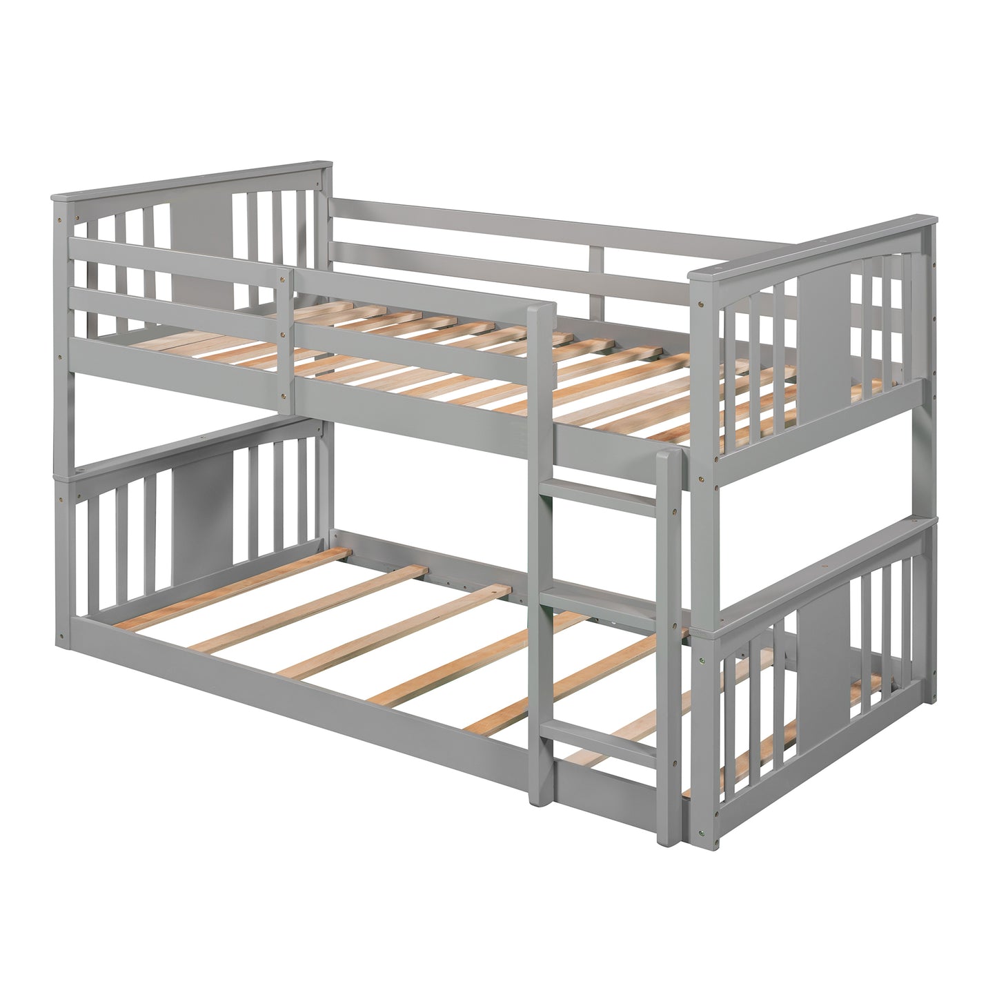 Gray Twin Bunk Bed with Built-in Ladder