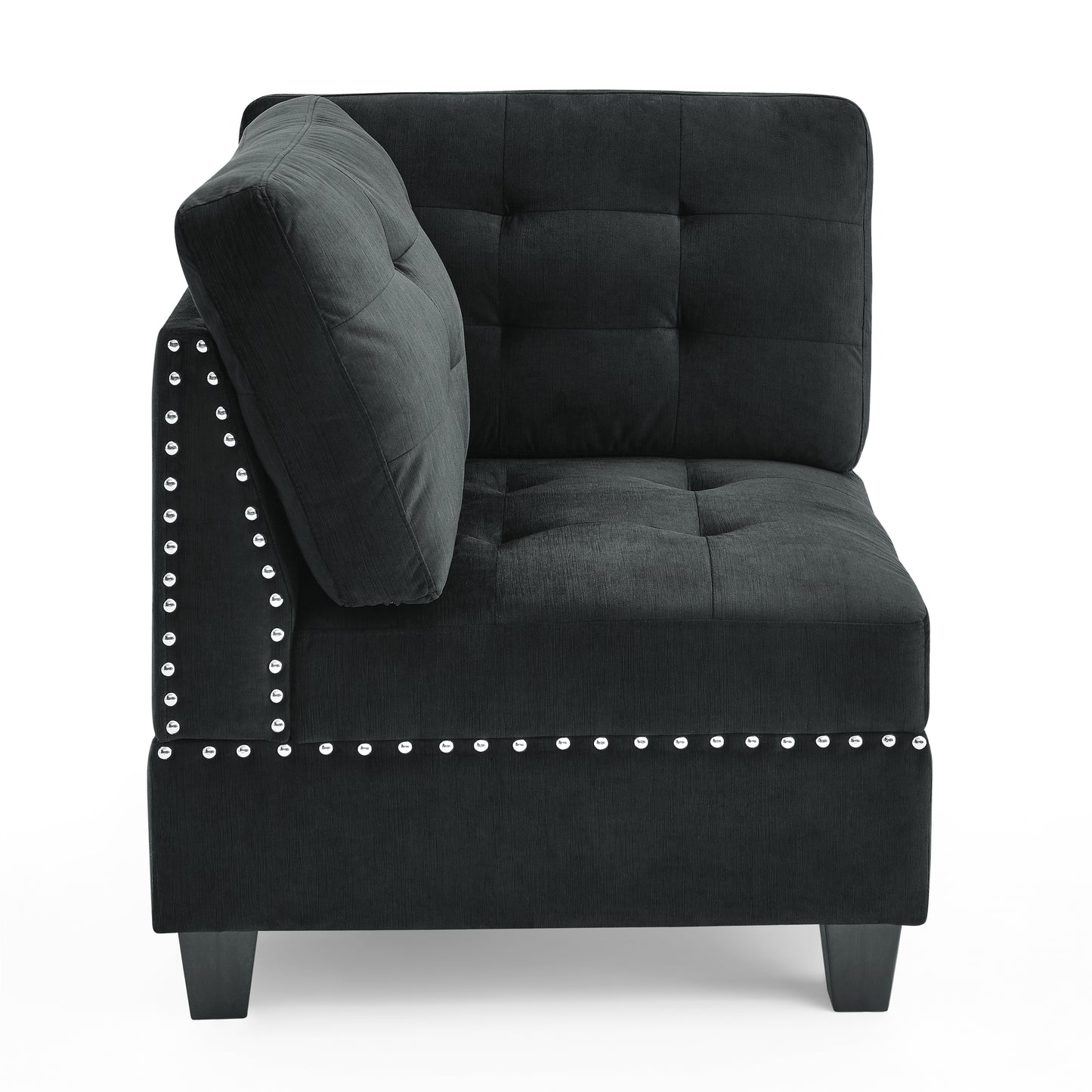 Customizable Black Velvet Sectional Sofa with Storage Space and DIY Assembly