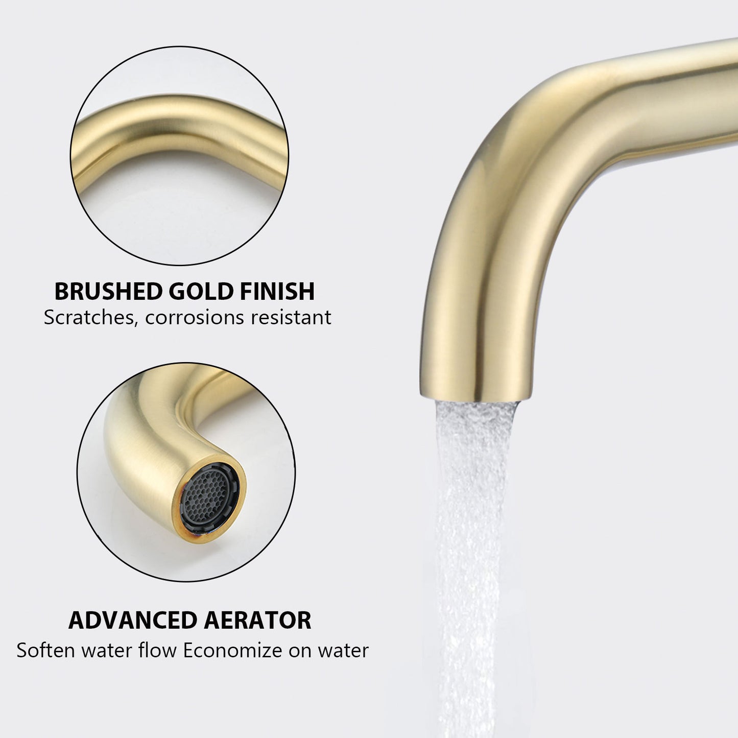 Golden Brushed 3 Hole 2 Handle Vanity Sink Faucet