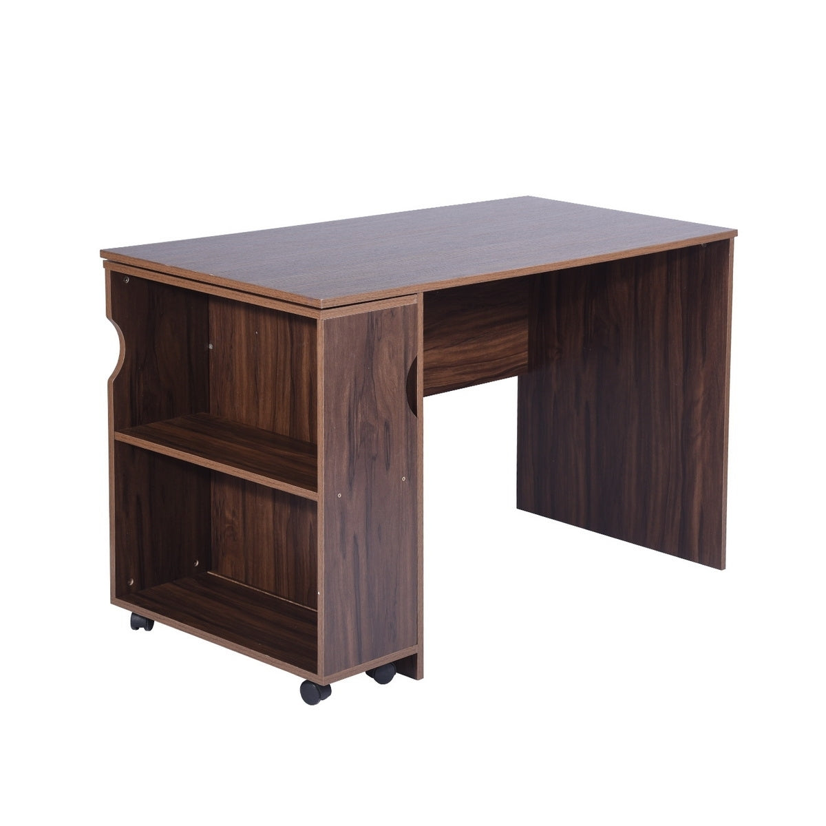 47.4 Rustic Brown Computer Desk with Movable Bookshelf