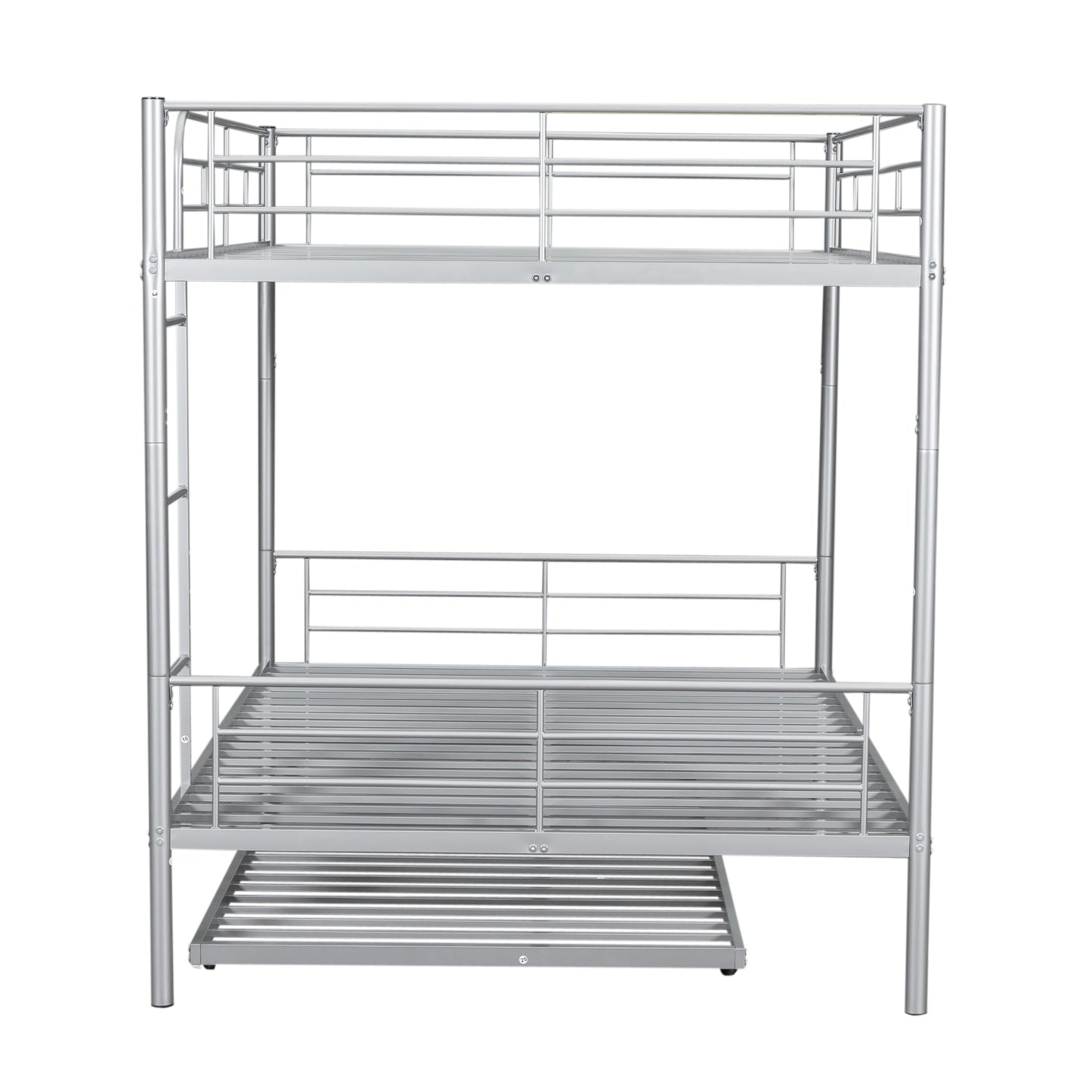 Silver Metal Full Over Full Bunk Bed Set with Trundle