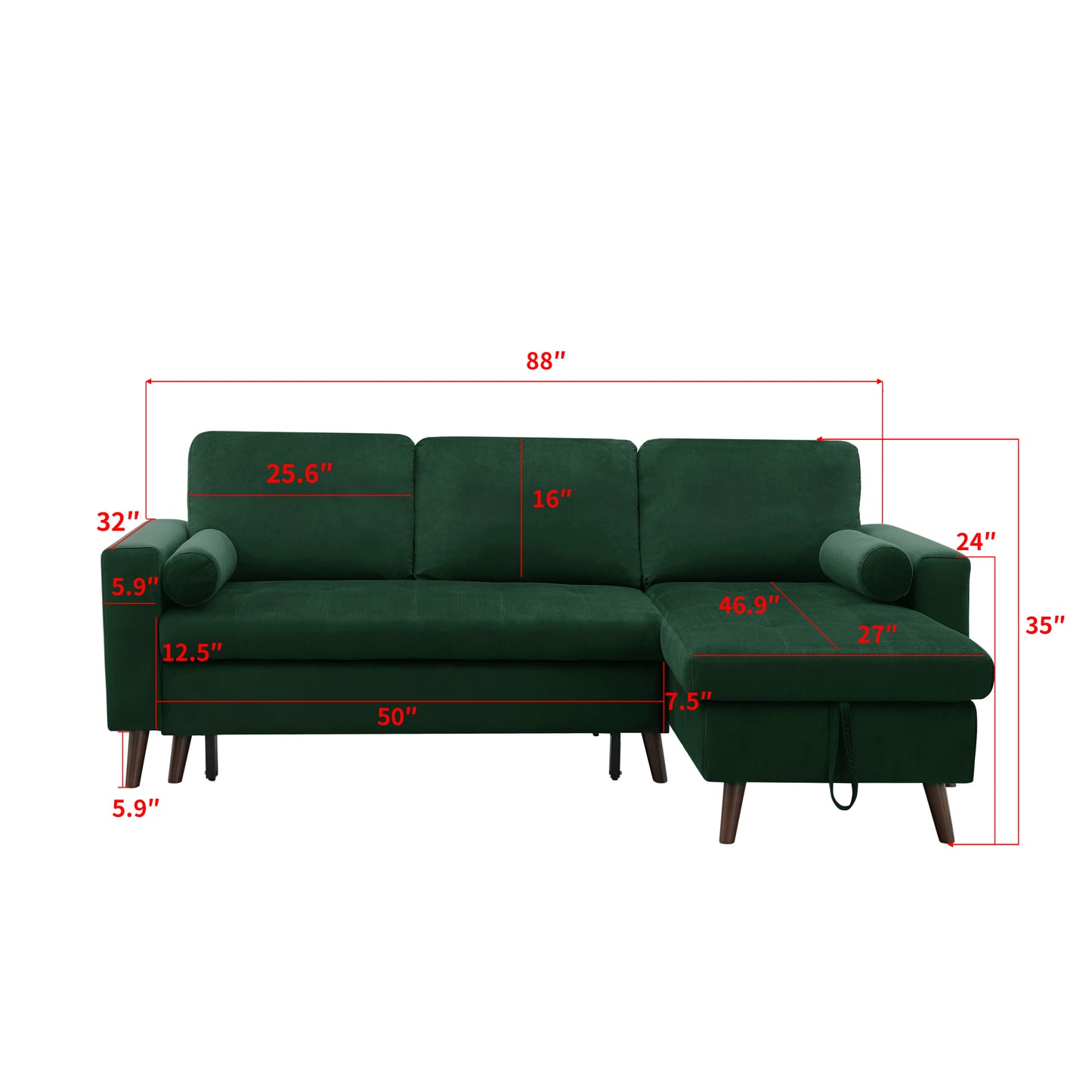 Corner Sleeper Sectional Sofa with Reversible Chaise and Storage