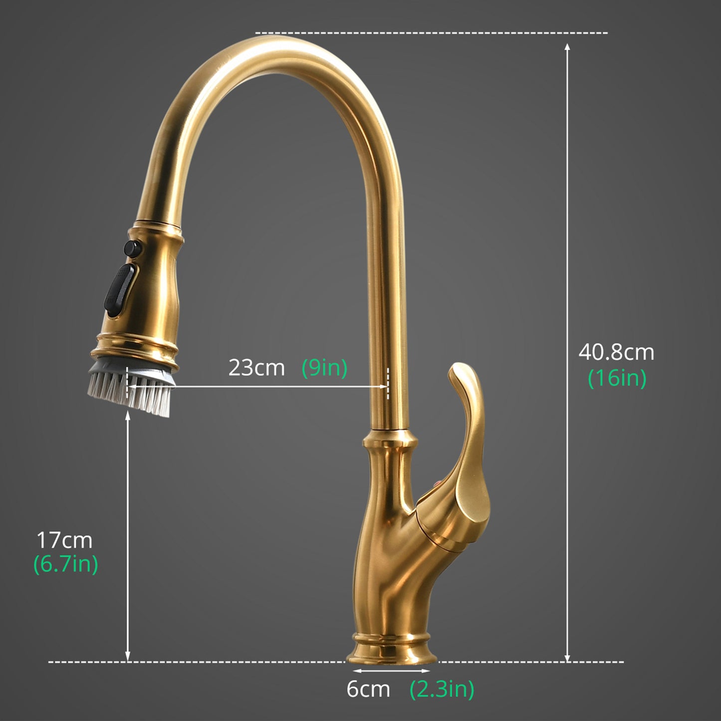 Gold Kitchen Faucet with Pull Down Sprayer Brushed Gold Single Handle 1 Hole High Arc Pull Out Kitchen Sink Faucets